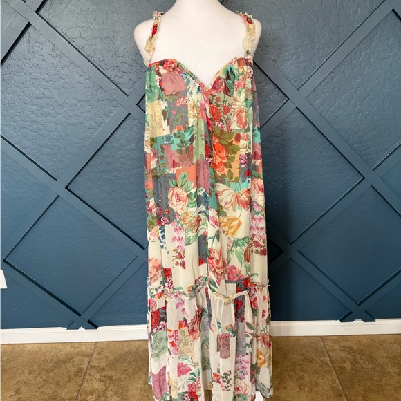 Anthropologie Patchwork Floral Midi Dress - Picture 5 of 8